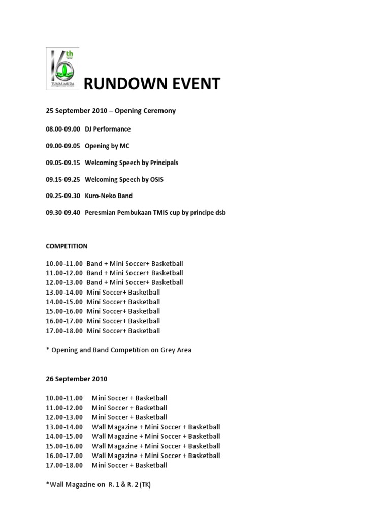 Rundown Event Fullday | PDF | Entertainment | Performing Arts