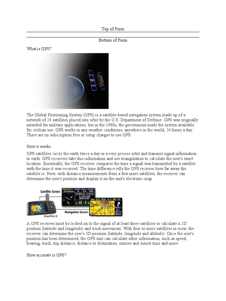 What Is GPS?: Top of Form Bottom of Form | PDF | Global Positioning ...