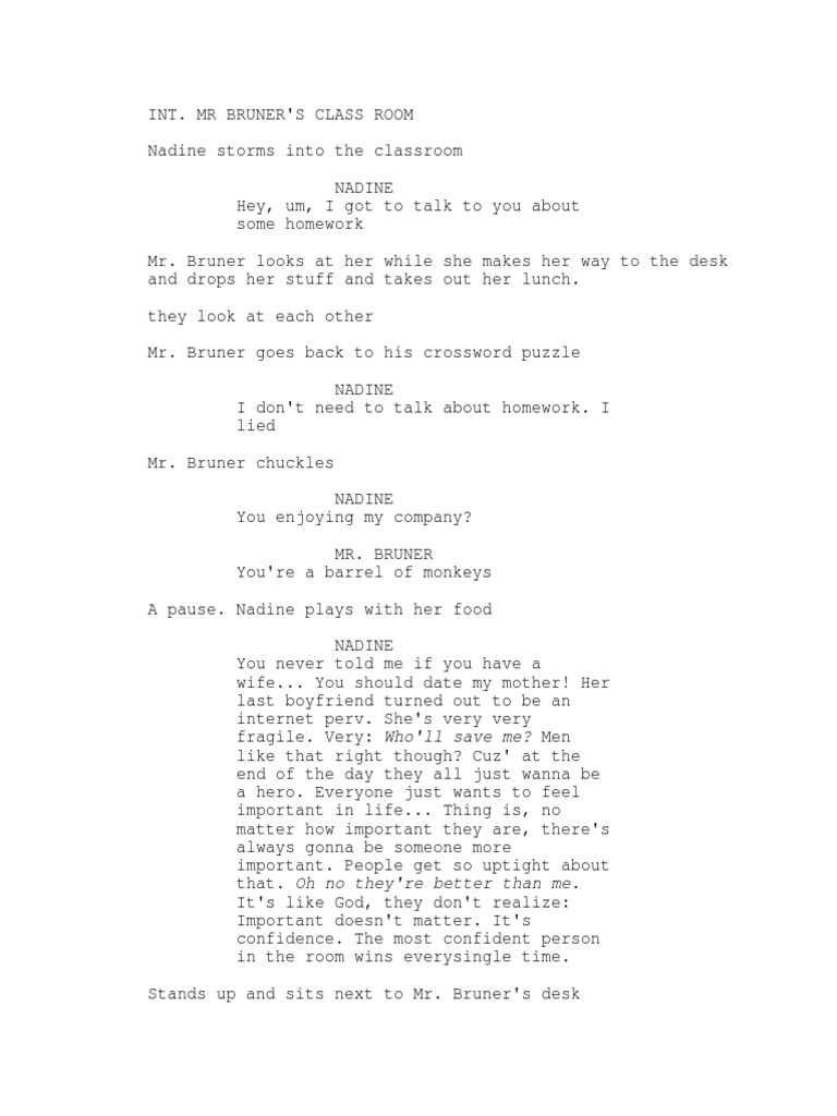 Script The Edge of Seventeen Monologue | PDF