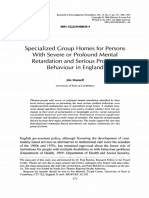 Specialized Group Homes For Persons With Severe or Profound Mental Retardation and Serious Problem Behaviour in England