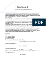 Determination of Transformer Parameters from Open Circuit Test