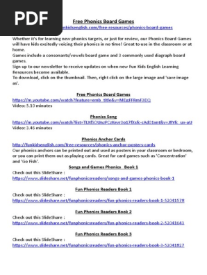 Free Phonics Board Games
