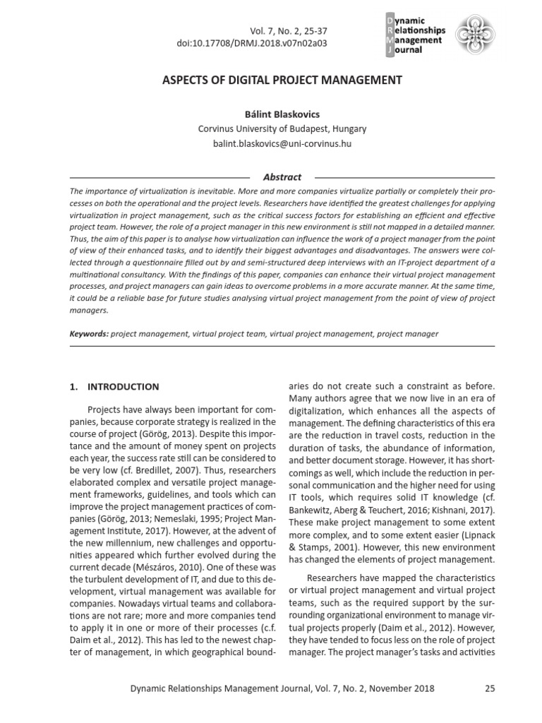 Aspects of Digital Project Management | PDF | Project Management ...