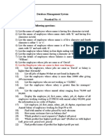 Database Management System Practical No: 4 Write SQL To Answer Following Questions