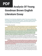 Benjamin Lomeli - Critical Analysis of Young Goodman Brown English Literature Essay