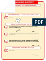 Find the value of x and area of each square in SINGA SAMPLE QUESTIONS