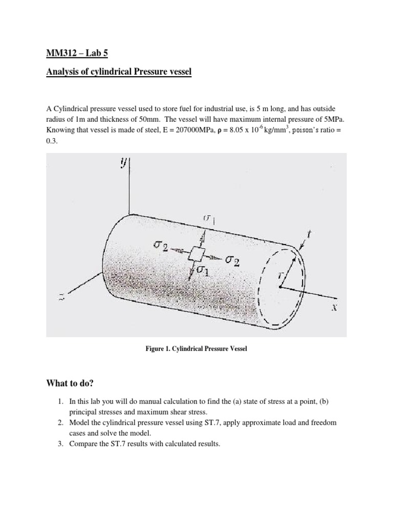 Cylindrical Pressure Vessel Stress Analysis | PDF | Teaching Methods ...