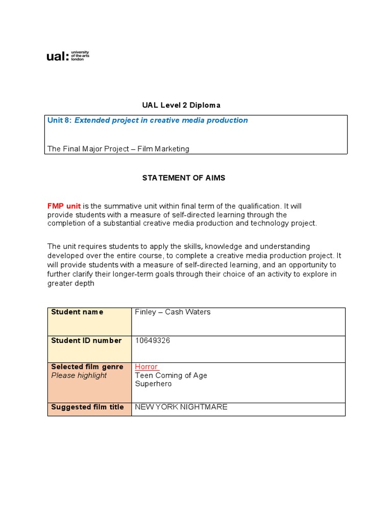 l2 Unit 8 Statement of Aims - Blank 2021 Temp | Download Free PDF