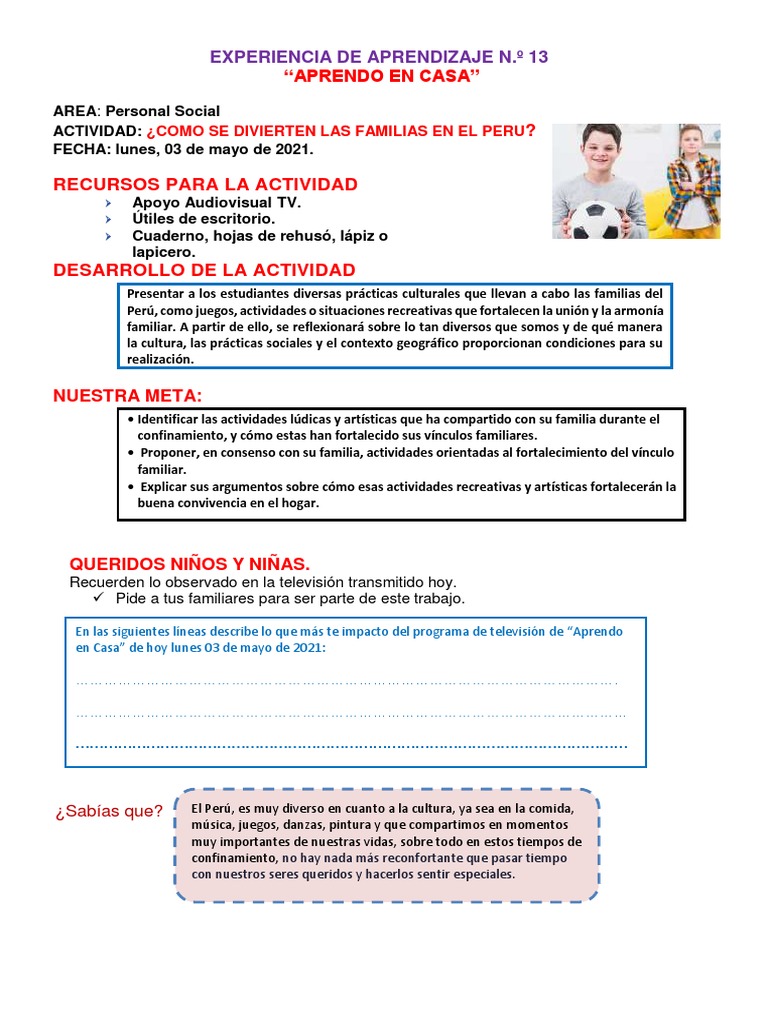 Experiencia de Aprendizaje #13 Personal Social | PDF | Science ...