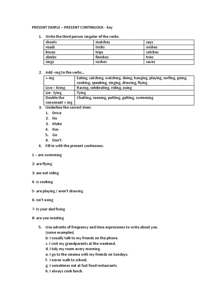 Present Simple and Continuous Key Concepts | PDF | Languages | Language ...