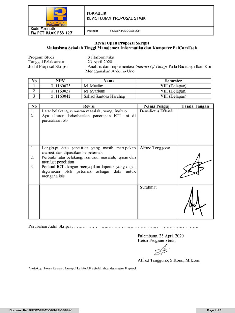 Form Revisi Proposal | PDF