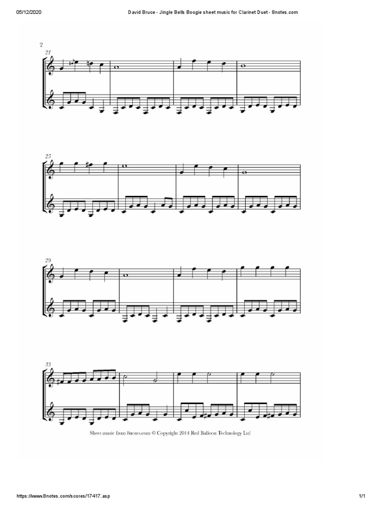 David Bruce Jingle Bells Boogie Sheet Music For Duet