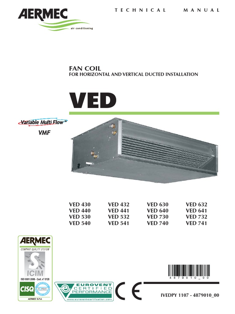 AERMEC VED Fan Coil Technical Manual | PDF | Relative Humidity | Duct ...