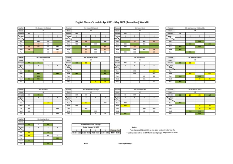 Week 20 Schedule Apr 2021 - 2.3 | PDF