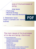 Main Issues of Business of To-Day Are Facing