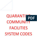Quarantine Community Facilities System Codes