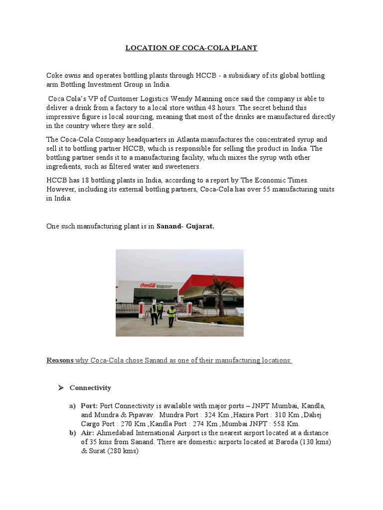 Location of Coca-Cola Plant | PDF | The Coca Cola Company | Beverages