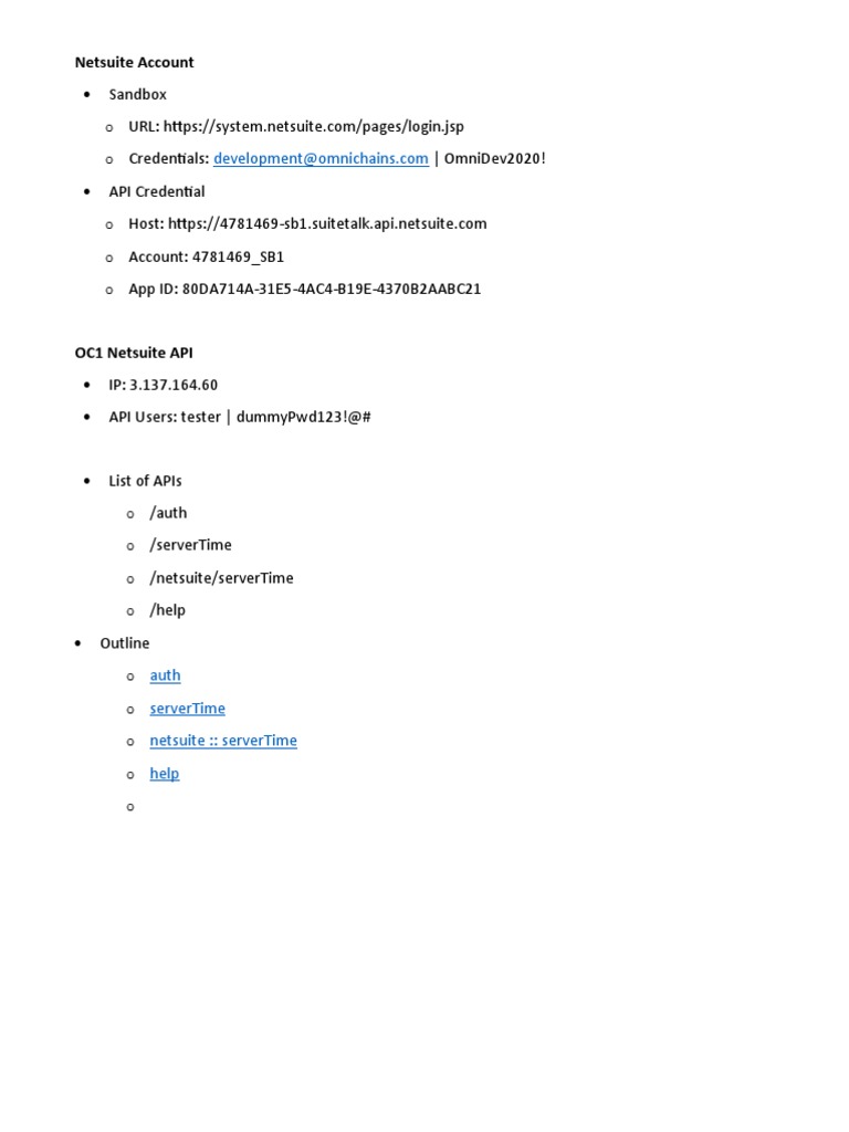 Netsuite API Credentials and Endpoints | PDF | Application Layer ...