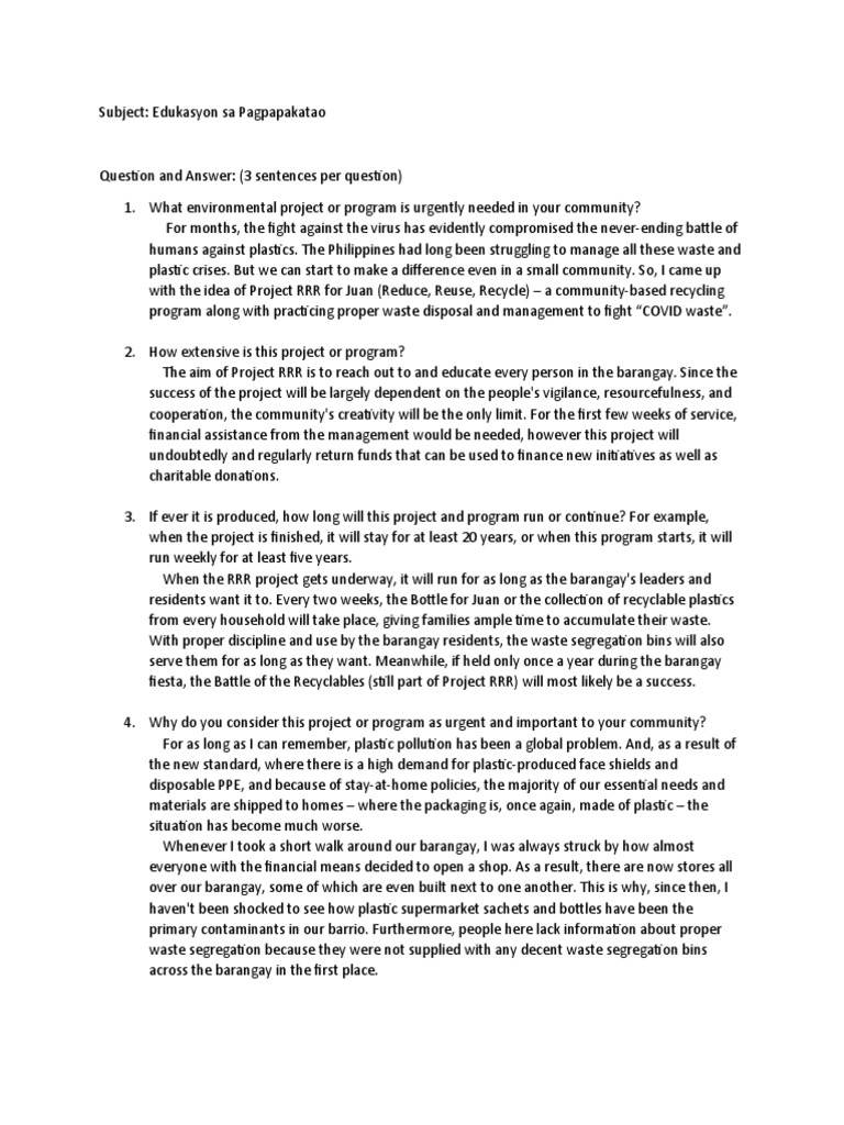 Community Recycling Initiative: Project RRR | PDF | Economy And The ...