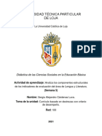 Analiza Los Componentes Estructurales de Los Indicadores de Evaluación Del Área de Lengua y Literatura.