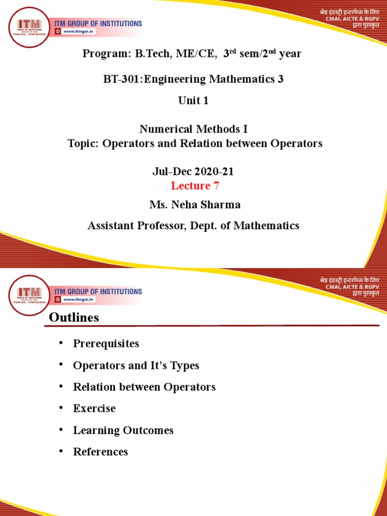 (L7) Operators and Relation Between Operators | PDF | Differential ...