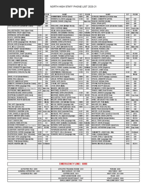 north high staff phone list 2020-21