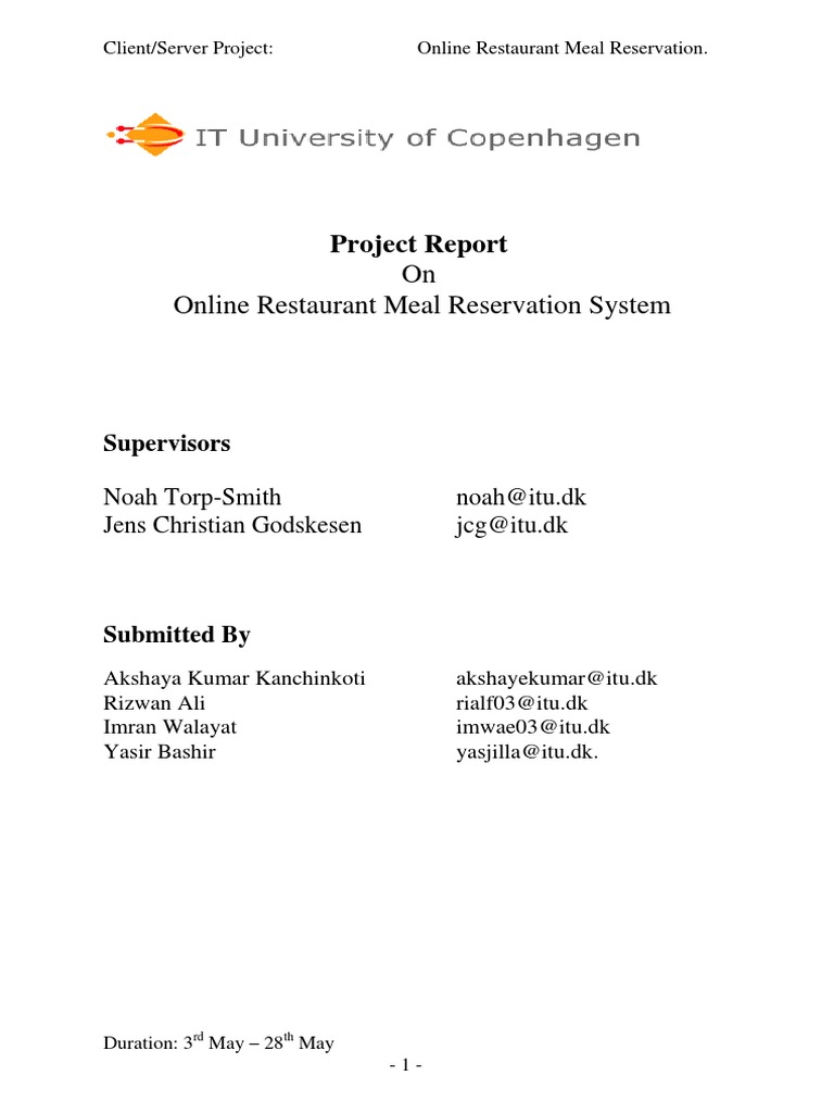 Project Report On Online Restaurant Meal | PDF | Information Technology ...