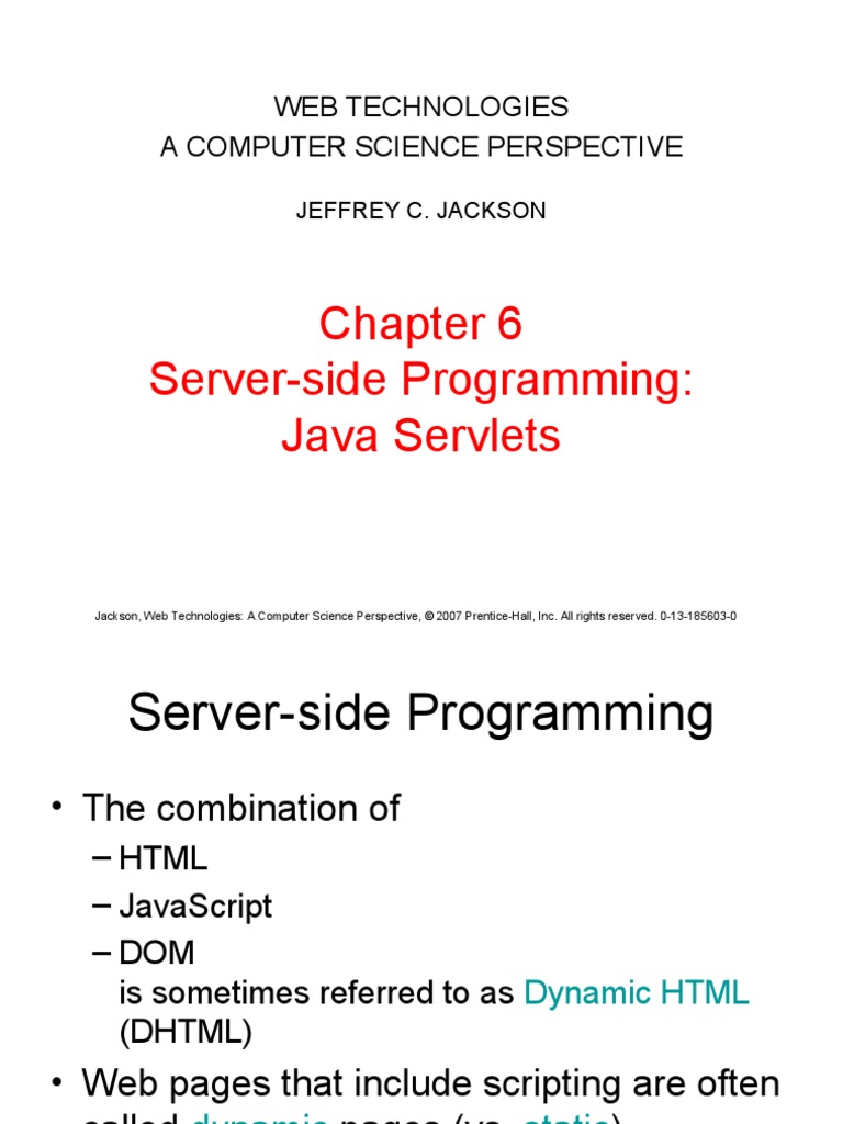 Server-Side Programming: Java Servlets: Web Technologies A Computer ...