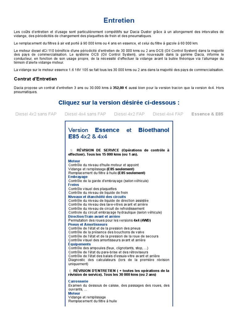 Carnet Duster, PDF, Moteur diesel