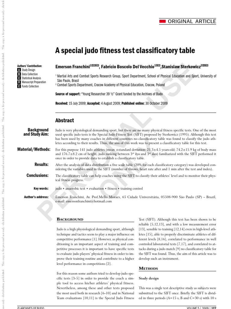 Special Judo Fitness Test | PDF | Heart Rate | Judo