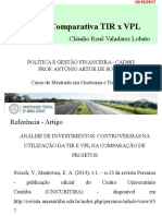 Aula 2 - Análise TIR X VPL 19-10-17