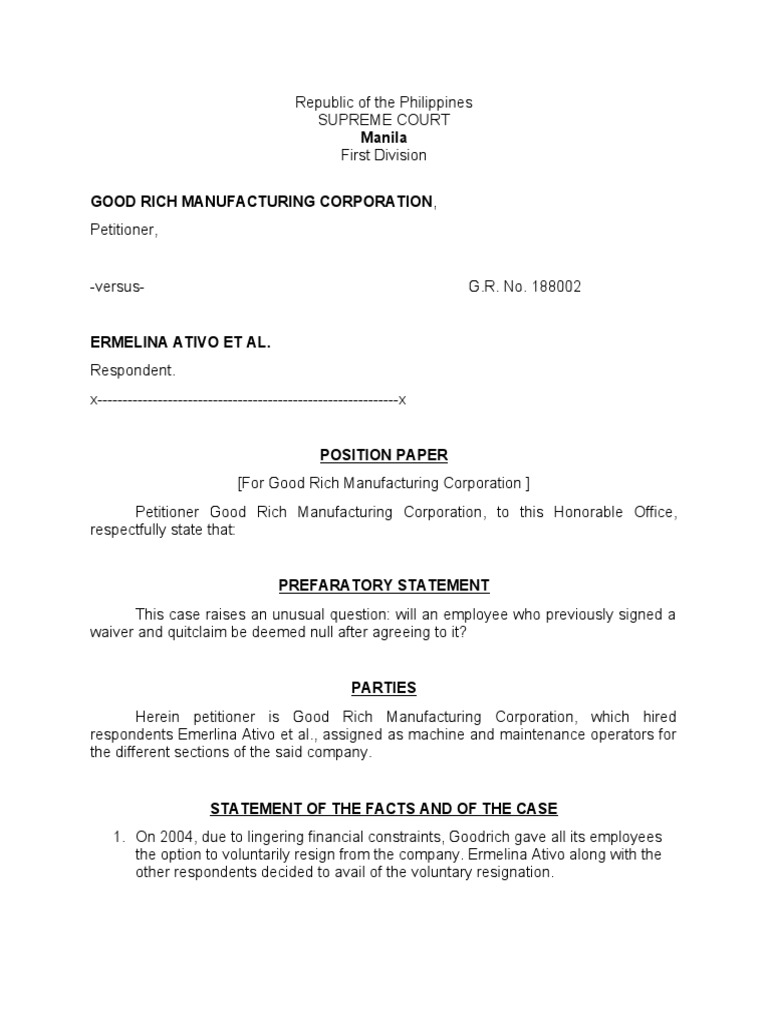 Goodrich Corp Vs Ativo Et Al. Labor PDF Complaint Private Law