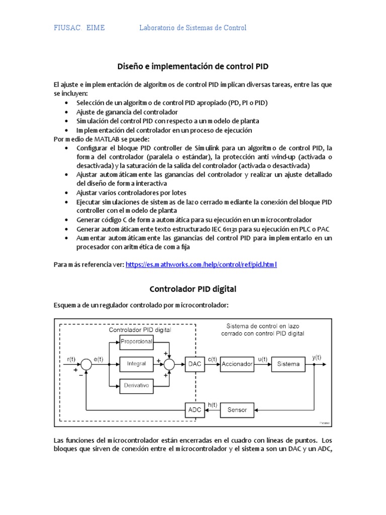 Diseño e Implementación de Control PID | PDF | Controlador lógico ...