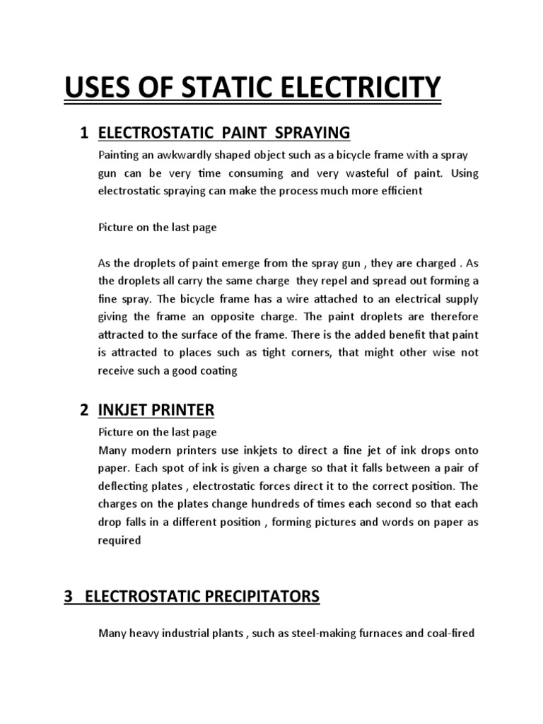 Applications and Problems of Static Electricity Electrostatic Paint