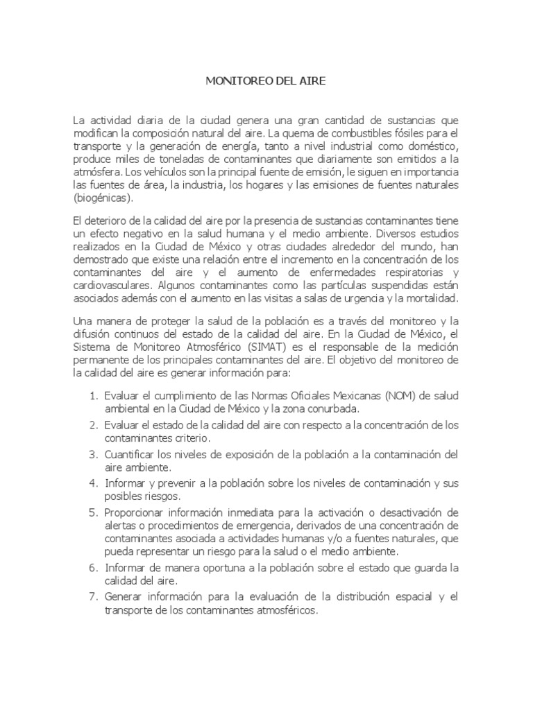 El Monitoreo de La Calidad Del Aire | PDF | La contaminación del aire ...