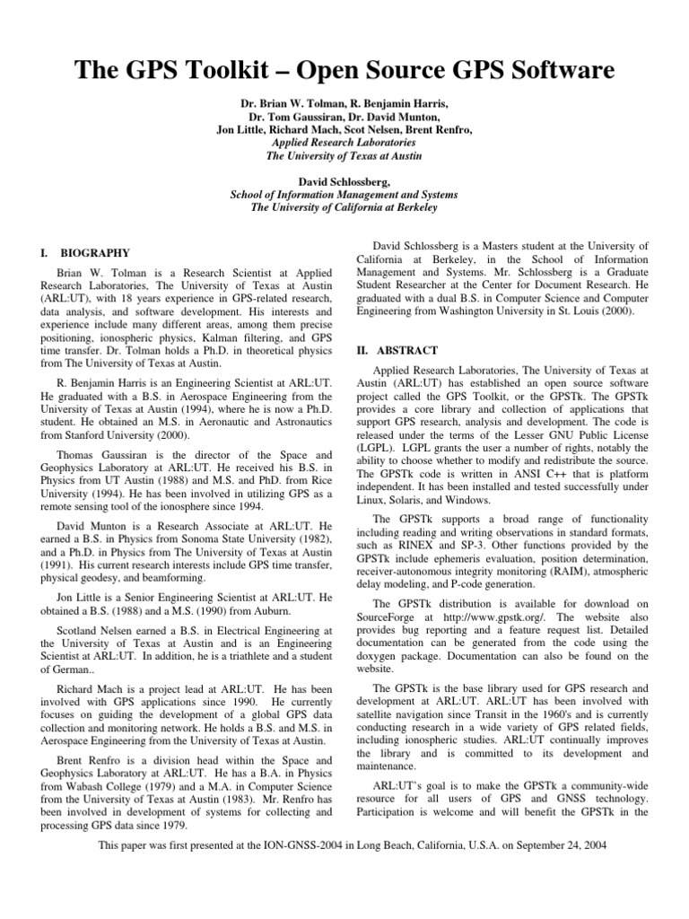 The GPS Toolkit - Open Source GPS Software | Download Free PDF | Global ...