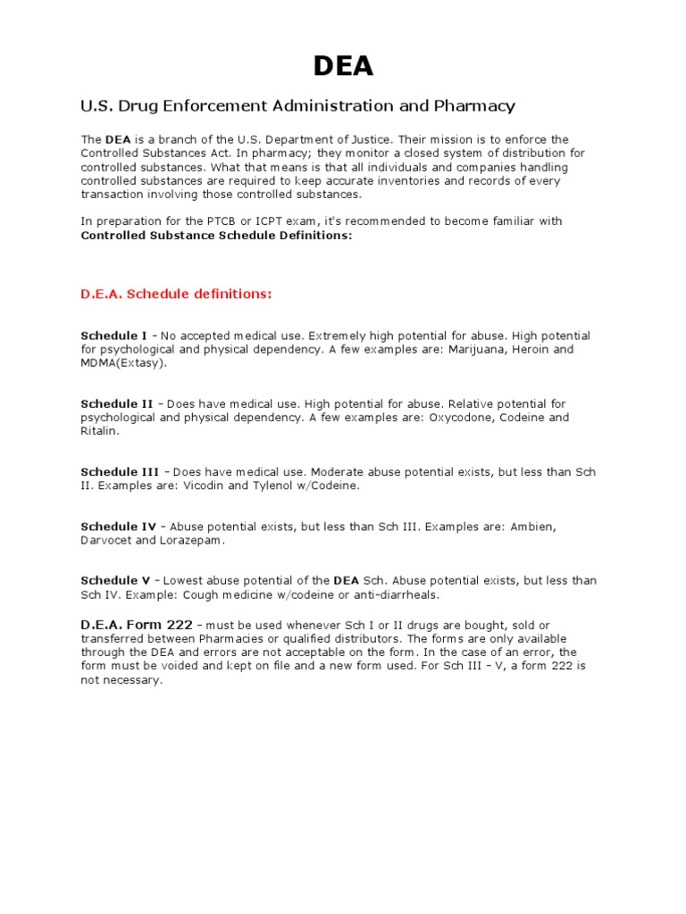 Understanding DEA Numbers and Schedules | PDF | Controlled Substances ...