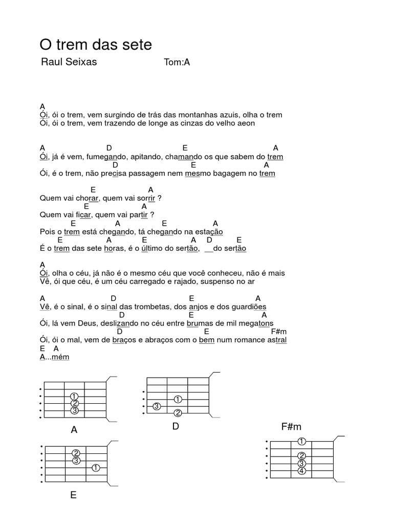 Cifras e Letra: O Trem das Sete | PDF