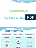 A Presentation On: Stock Market Operations