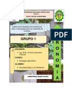 T6G1 Análisis de Los Beneficios de La Fertilización Foliar, Su Fácil Preparación Con Materiales de La Chacra.