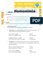 La Homonimia Para Sexto de Primaria