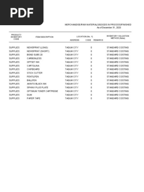 INVENTORY LIST