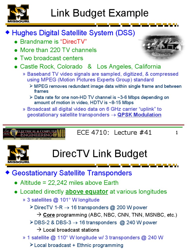 Link Budget Example: Hughes Digital Satellite System (DSS) | PDF ...