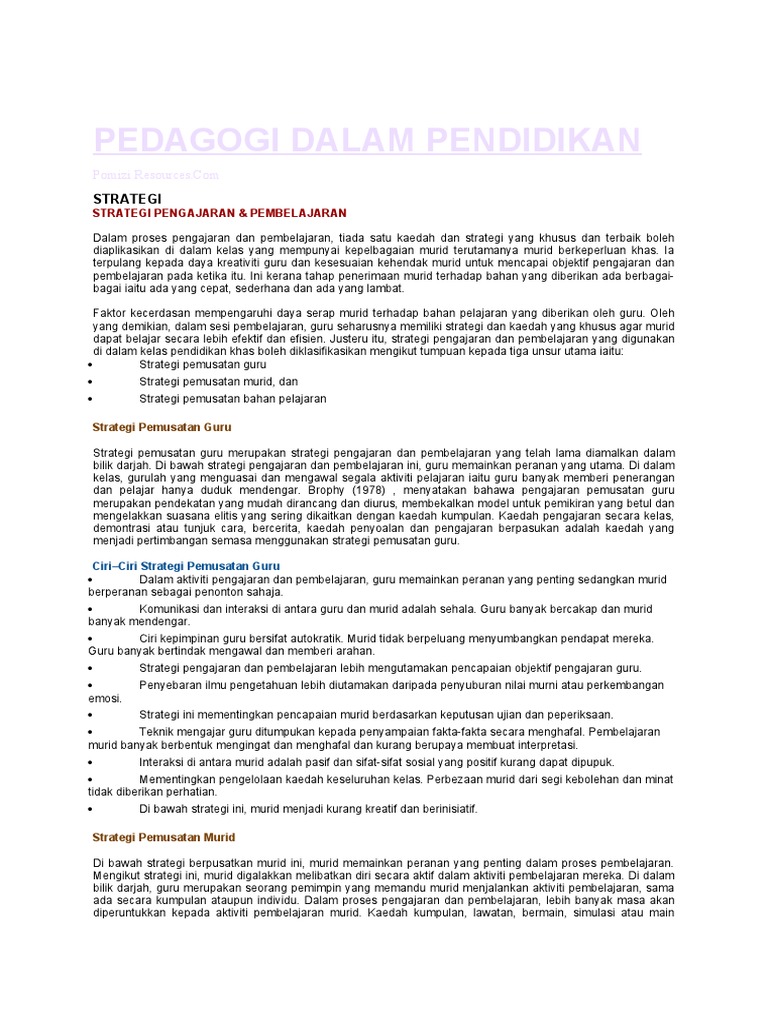 Pedagogi Dalam Pendidikan Pdf