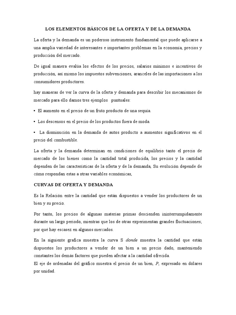 Los Elementos Básicos de La Oferta y de La Demanda | PDF | Oferta y ...