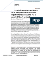 Serum Alanine Aminotransferase As An Early Marker of Outcomes in Patients Receiving Anti PD 1 or Anti CTLA 4 Antibody