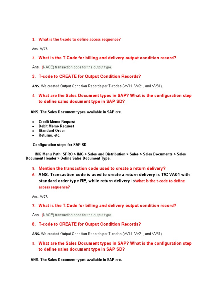 What Are The Sales Document Types In Sap Sd
