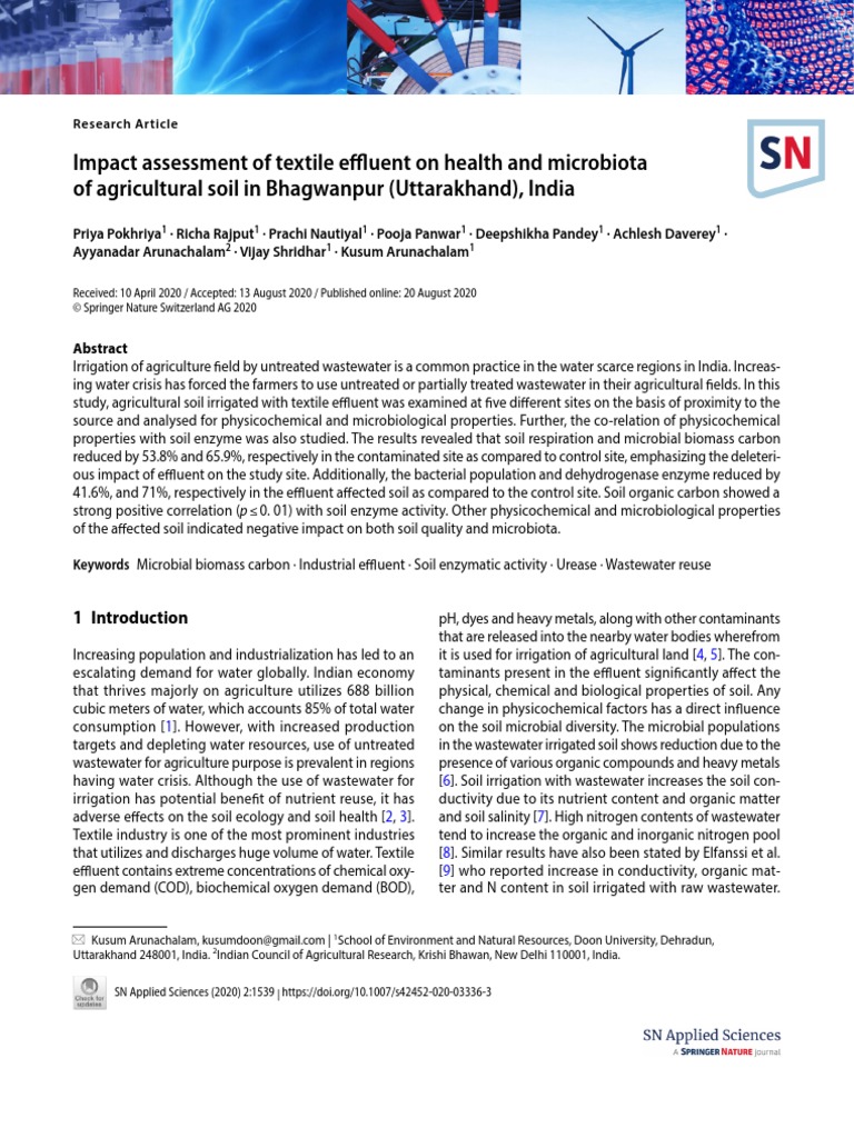 Impact Assessment of Textile Efflu | PDF | Soil | Wastewater
