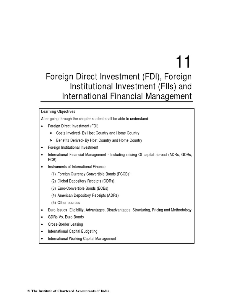 Foreign Direct Investment (Fdi), Foreign Institutional Investment (Fiis ...