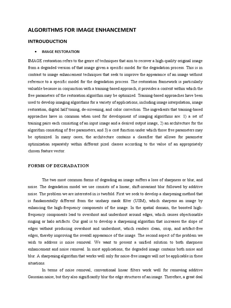 Paper On Image Enhancement PDF Multidimensional Signal Processing